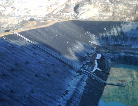 walkways and platforms in Gold mining tailings pond in Turkey Asia